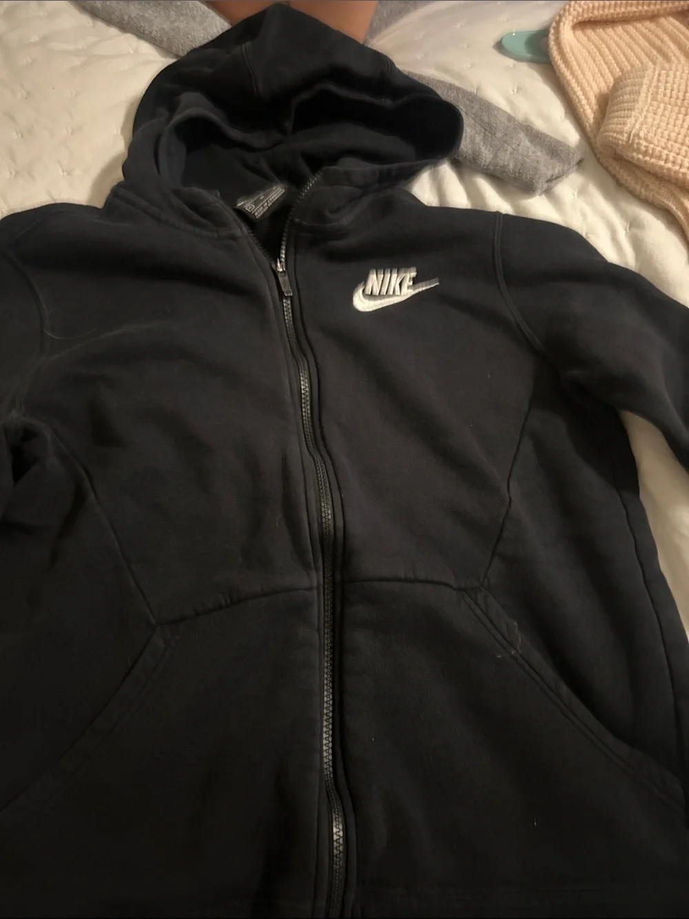 Nike Black Zip-Up Hoodie with White Swoosh